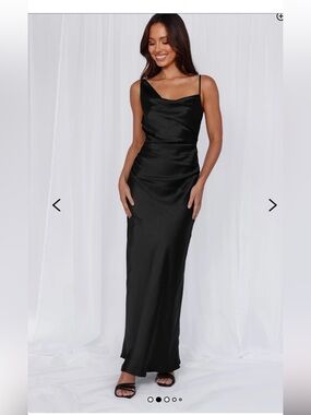 Hello Molly The Madeline Cowl Satin Maxi Dress Black Size 2 NWT